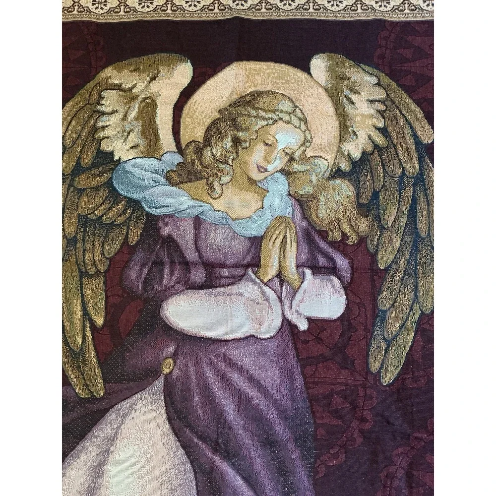 Guardian Angel Praying Tapestry Throw Blanket Approx 50